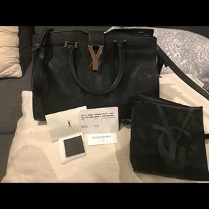 Chyc Ysl  Black sheepskins Leather Tote